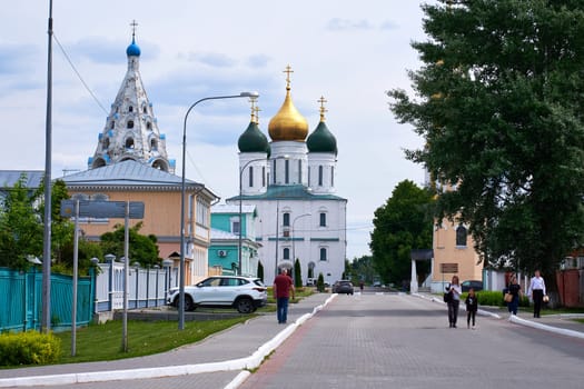 Kolomna, Russia - May 30, 2023: Walking along the street of an old Russian city on a spring day