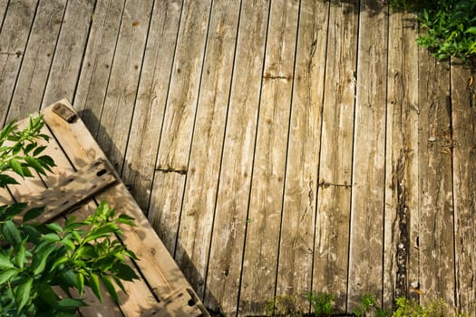 Textured wood planks in warm tones with copy space in the center of the image. Can be used as a template.