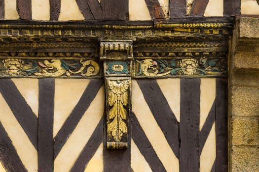 Ornamental detail of a typical medieval half-timbered house.