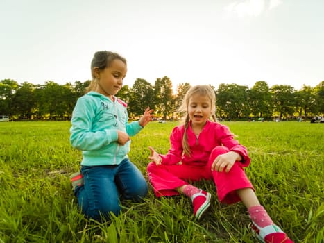 two little friends girls in the field