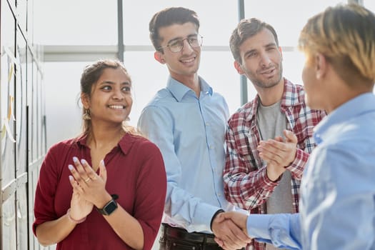 Diverse business people partners group negotiating at boardroom meeting