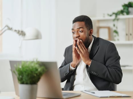 looking man freelancer programmer job web student communication modern space computer person online technology employee american african laptop freelance office copy african education