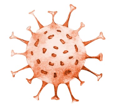 Monkeypox virus cell. Orthopoxvirus fever stockpile watercolor illustration isolated on white background