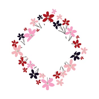 Creative vibrant floral frame, bright frame with wildflowers in juicy colors.