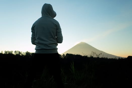 amazing view of the volcano. bali