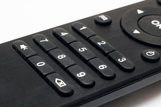 Remote control for tv close up on a white background