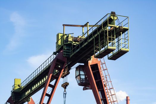 Rail gantry container crane on a white background