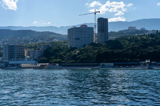 Seascape with a view of the coastline of Yalta, Crimea