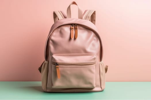Back to school. pink school backpack isolated , AI Generative