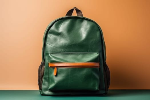 Back to school. green school backpack isolated , AI Generative