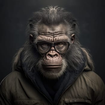 chimpanzee with glasses posing in 5k