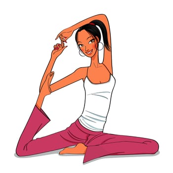 illustration,cartoon,lunge,stretching,arm,balance,joint,kneeling,leg,sitting,yoga