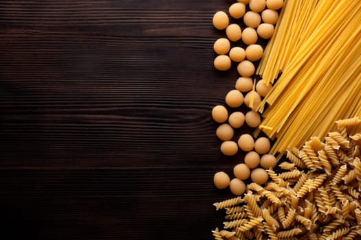 variety noodle yellow italy food raw ingredient eat italian pasta space uncooked cuisine copy tagliatelle background closeup mediterranean healthy spaghetti macaroni culinary. Generative AI.