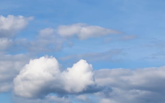 Background of blue sky with white clouds. Natural backdrop