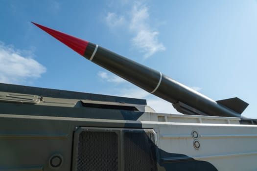 a long-range missile on an armored vehicle. photo