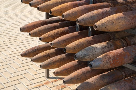 missiles of the Katyusha armored military vehicle. photo