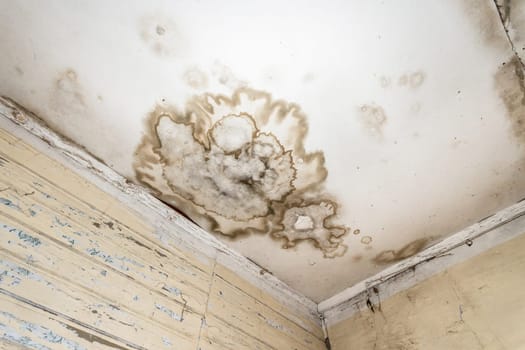 Mold and mildew spots on the ceiling or wall due to poor air ventilation and high humidity. Harm to health.