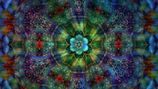 Abstract textured luminous kaleidoscope background.