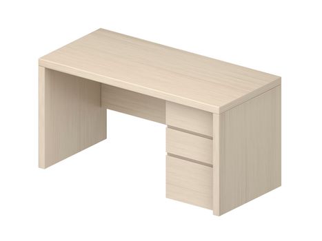 Modern wooden desk on white background
