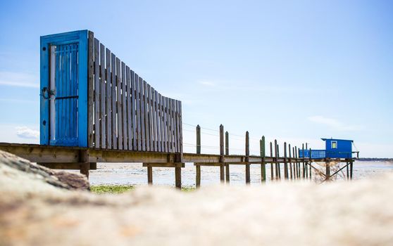 Blue hut of the fisherman in Yves bay, France