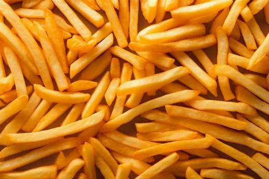 tasty fastfood table fast potato yellow food food gold fat background french fast stick snack meal fresh fry chip salty calorie top. Generative AI.