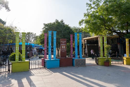 New Delhi, India - April 11, 2023: Entrance to Dilli Haat Food and Craft Bazar.