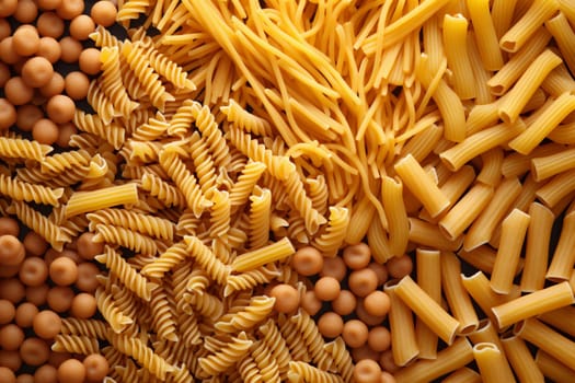 background ingredient vegetarian raw spaghetti group tagliatelle italy pasta lunch meal macaroni rustic kitchen uncooked penne healthy food italian dinner culinary. Generative AI.