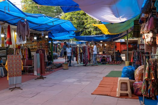 New Delhi, India - April 11, 2023: People at the popular Dilli Haat Food and Craft Bazar.