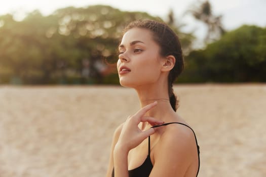 vacation woman sea nature ocean smile summer coast freedom running beach shore free sand walking hair lifestyle sunset outdoor long travel peaceful