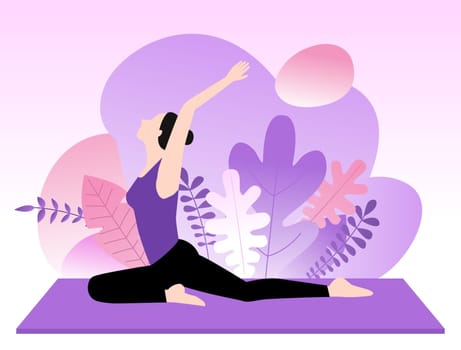 footwear,illustration,violet,pilates,yoga,purple,art,graphics,magenta,pink,plant,silhouette,sitting