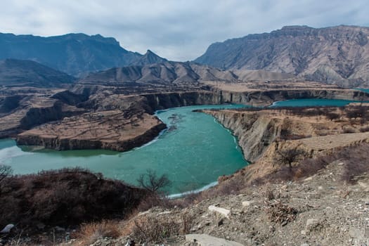 Sulak canyon. Chirkeyskaya HPP. Nature Of The Caucasus. Dagestan, Russia.