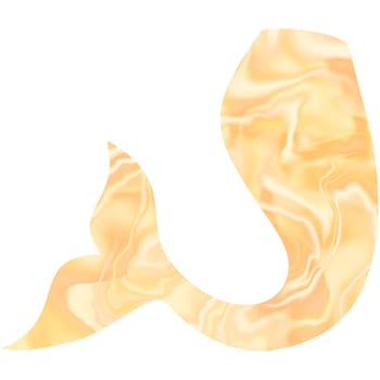 Golden mermaid tail. Golden fishtail. Hand-drawn illustration. Design for printing, stickers, banners, packaging