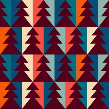 Retro vintage pattern with Christmas trees. Christmas festive pattern