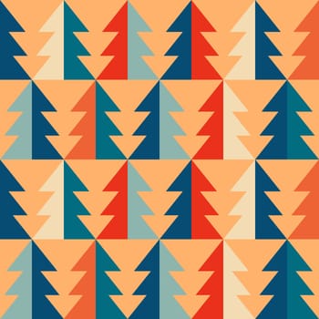 Retro vintage pattern with Christmas trees. Christmas festive pattern
