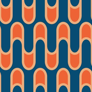Retro seamless pattern in the style of the 70s and 60s. Geometric vintage pattern
