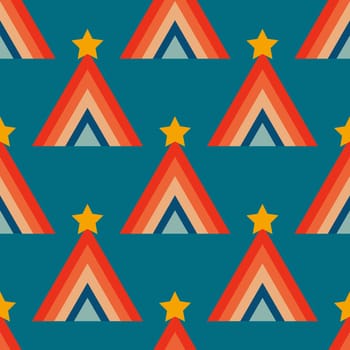 Vintage retro pattern with Christmas trees . Christmas background