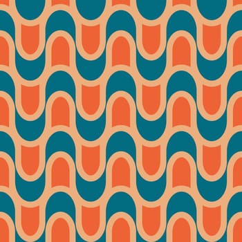 Retro seamless pattern in the style of the 70s and 60s. Geometric vintage pattern