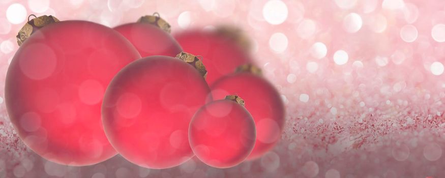 Christmas banner. Red balls on a shiny background. Christmas, holiday, greetings. Background for advertising and business. new year.