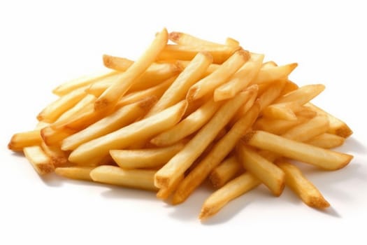 fattening lunch slice fry meal tasty american fats yellow fatty snack food delicious french isolated fat fast nutrition chip potato. Generative AI.