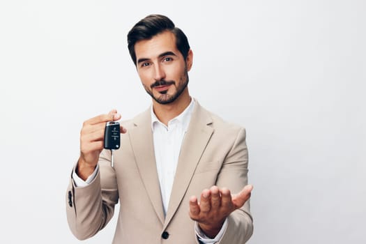 holding man beard buy background hand security service key male giving purchase alarm business car auto sign loan sale smile guy