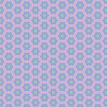 illustration of bright varicolored seamless pattern of abstract shapes and forms with circles and stars