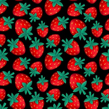 Seamless pattern with strawberry on a black background