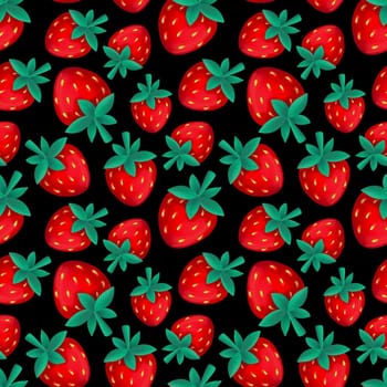 Seamless pattern with strawberry on a black background