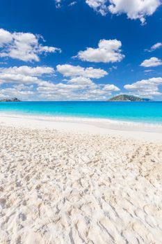 Beautiful sandy beach with wave crashing on sandy shore at Similan Islands Beautiful tropical sea Similan island No.4 at Similan national park, Phang nga Thailand