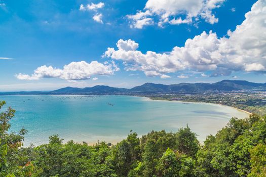 View of phuket beach on khao rang view point. At Phuket, Thailand