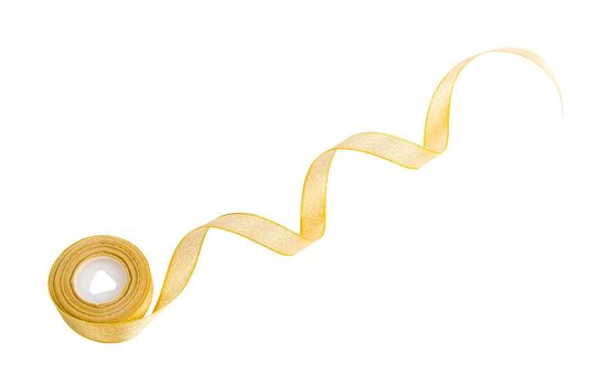 gold ribbon roll isolated on white background, Clipping path.