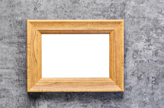 Blank wooden photo frame on grunge background, Save clipping path.
