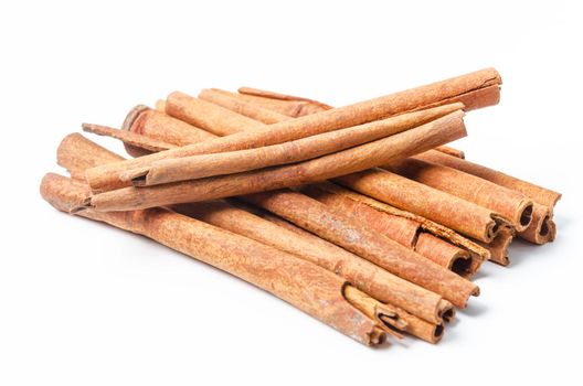 Cinnamon sticks on white background