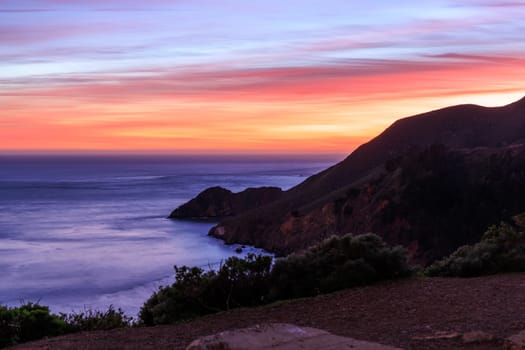 Beautiful sunset on rugged Northern California coast. High quality photo