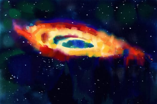 Celestial Watercolor: Exploring Space and Galaxies, watercolor space background, Digital painting.